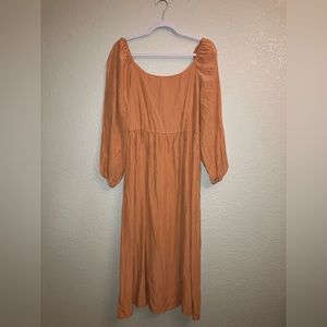 Orange Off The Shoulder Midi Dress